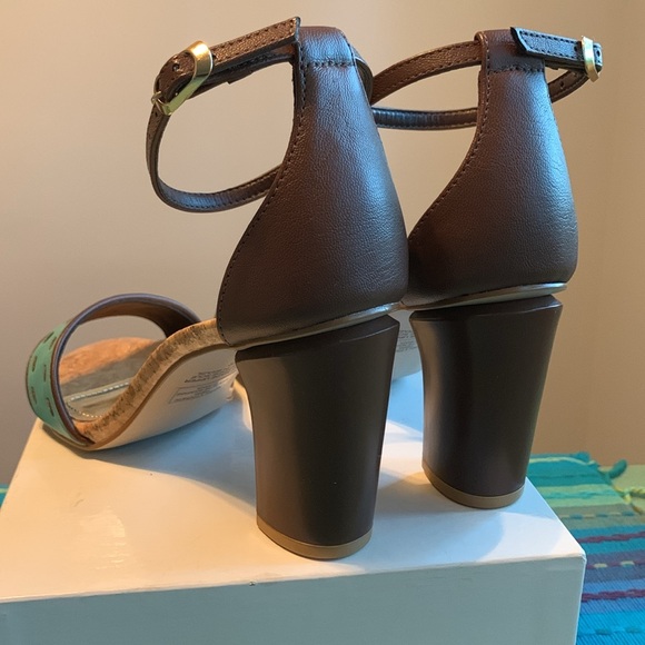 NEW Brazilian chunky heels in teal and chocolate. Size 6 - Picture 5 of 12